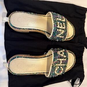 Chanel Tweed Sandals